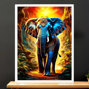 Cadre Blanc Éléphant Ancien illustré à la main en Anjou