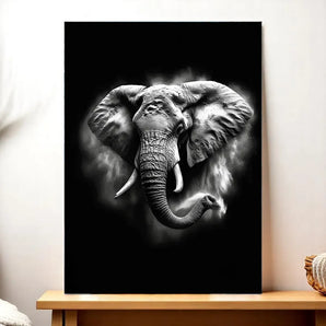 Tableau Éléphant Noir et Blanc illustré à la main en Anjou