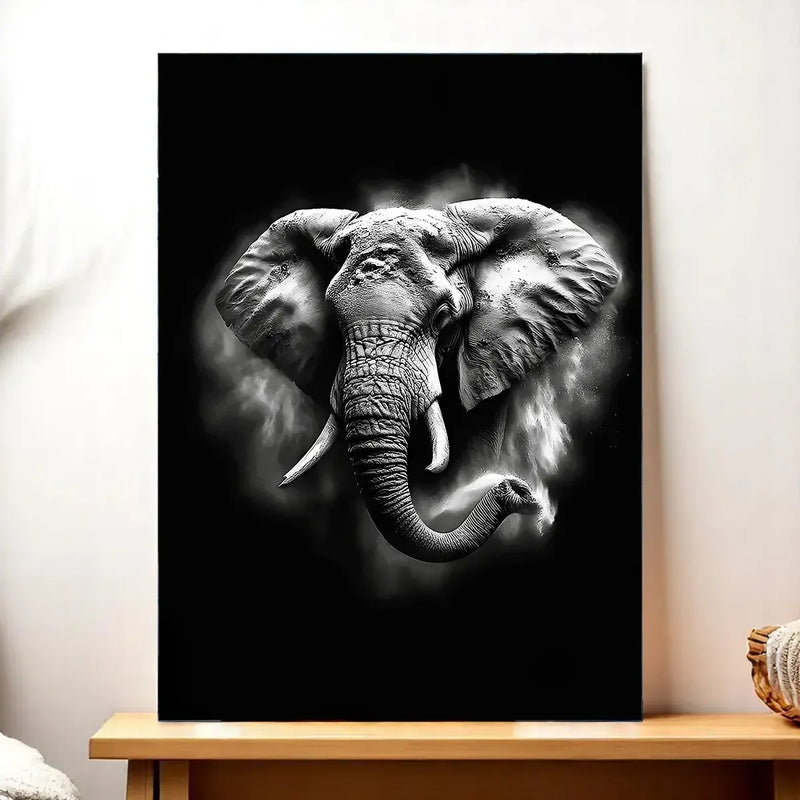 Tableau Éléphant Noir et Blanc illustré à la main en Anjou