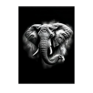 Poster Éléphant Noir et Blanc illustré à la main en Anjou