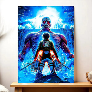 Tableau Eren Attaque des Titans illustré à la main en Anjou