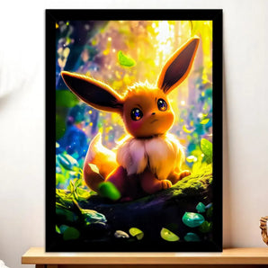 Cadre Noir Evoli Pokémon illustré à la main en Anjou