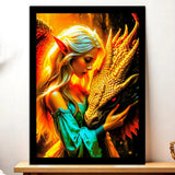 Cadre Noir Femme et Dragon
