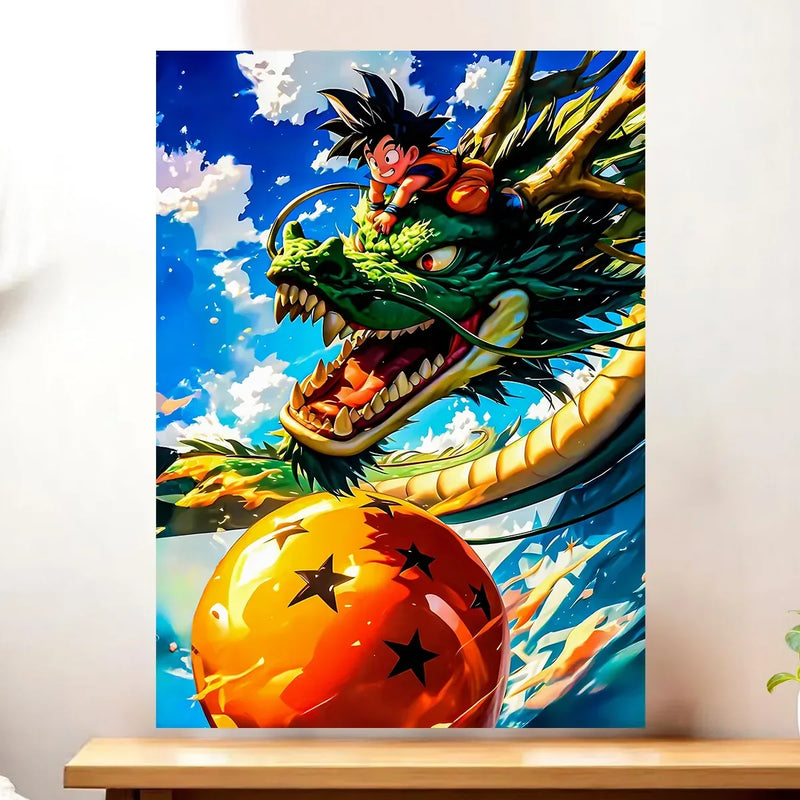 Affiche Goku Shenron Dragon Ball illustrée à la main en Anjou