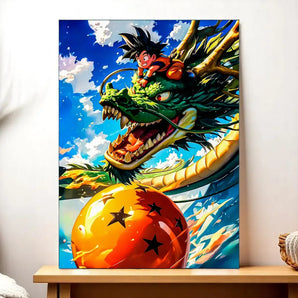 Toile Goku Shenron Dragon Ball illustrée à la main en Anjou