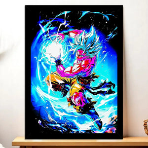 Cadre Noir Goku Migatte Dragon Ball illustré à la main en Anjou