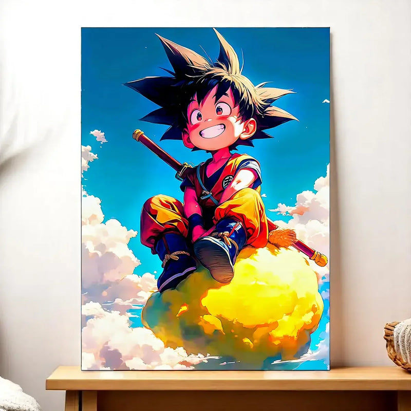Tableau Goku Nuage Magique Dragon Ball illustré à la main en Anjou