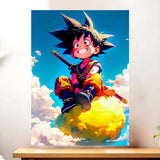 Affiche Goku Nuage Magique Dragon Ball illustrée à la main en Anjou