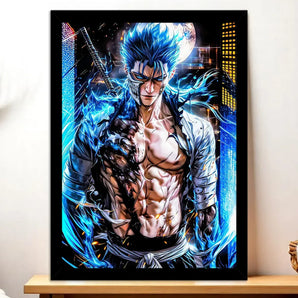 Cadre Noir Grimmjow Jaggerjack Bleach illustré à la main en Anjou