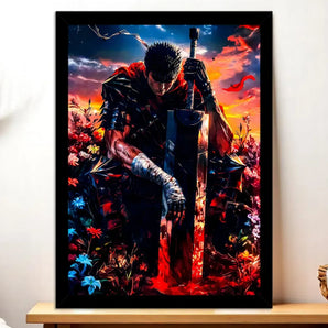 Cadre Noir Guts Berserk illustré à la main en Anjou