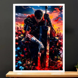 Cadre Blanc Guts Berserk illustré à la main en Anjou