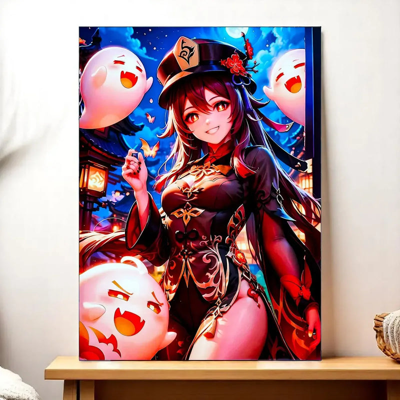 Tableau Hu Tao Genshin Impact illustré à la main en Anjou