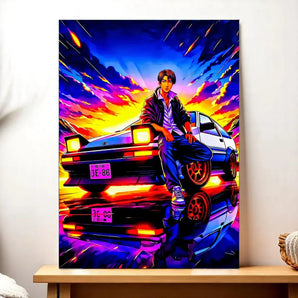 Tableau Initial D illustré à la main en Anjou