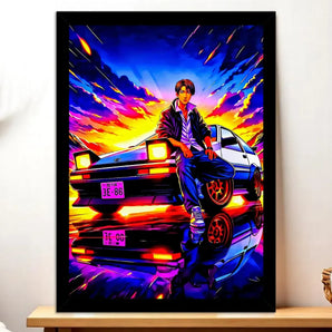 Cadre Noir Initial D illustré à la main en Anjou
