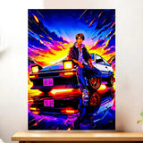 Affiche Initial D illustrée à la main en Anjou