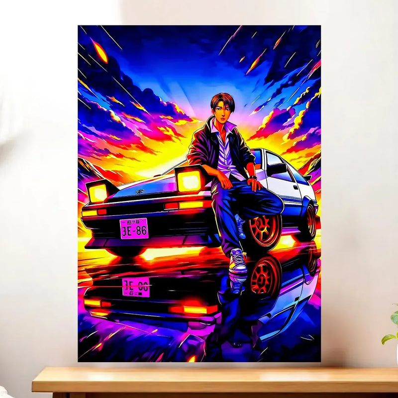 Affiche Initial D illustrée à la main en Anjou