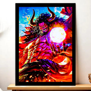 Cadre Noir Kaido One Piece illustré à la main en Anjou