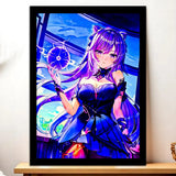 Cadre Noir Keqing Genshin Impact illustré à la main en Anjou