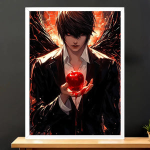 Cadre Blanc Kira Death Note illustré à la main en Anjou