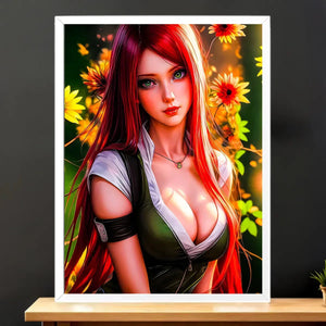 Cadre Blanc Kushina Naruto illustré à la main en Anjou