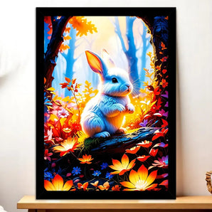 Cadre Noir Lapin Blanc illustré à la main en Anjou