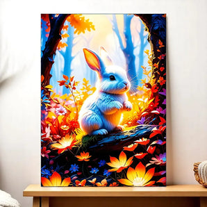 Tableau Lapin Blanc illustré à la main en Anjou