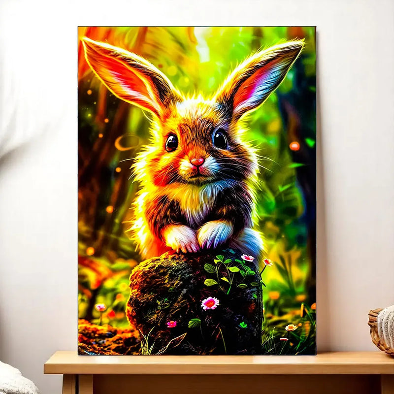 Tableau Lapin Forêt illustré à la main en Anjou