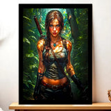 Cadre Noir Lara Croft illustré à la main en Anjou