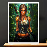 Cadre Blanc Lara Croft illustré à la main en Anjou