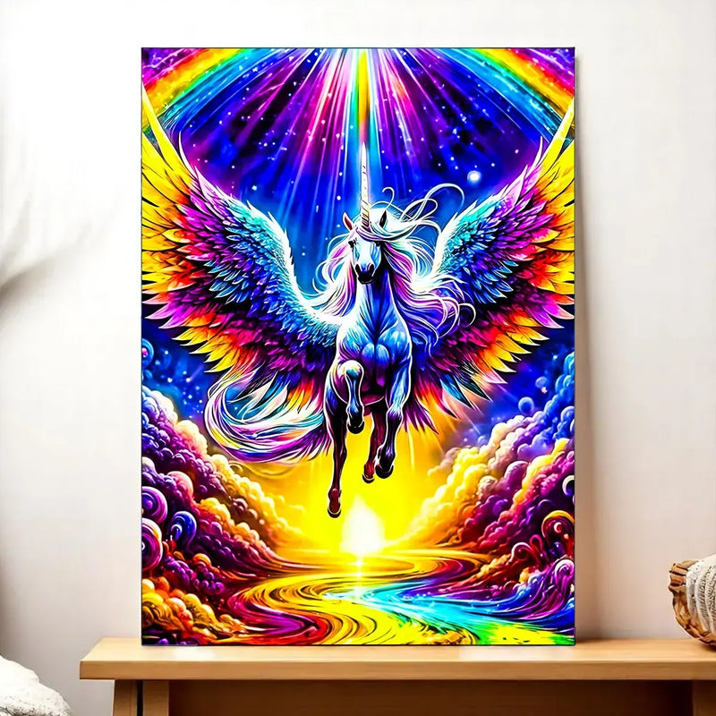 Tableau Licorne Arc en Ciel illustré à la main en Anjou