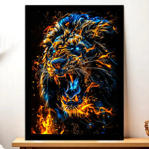 Cadre Noir Tête de Lion illustré à la main en Anjou