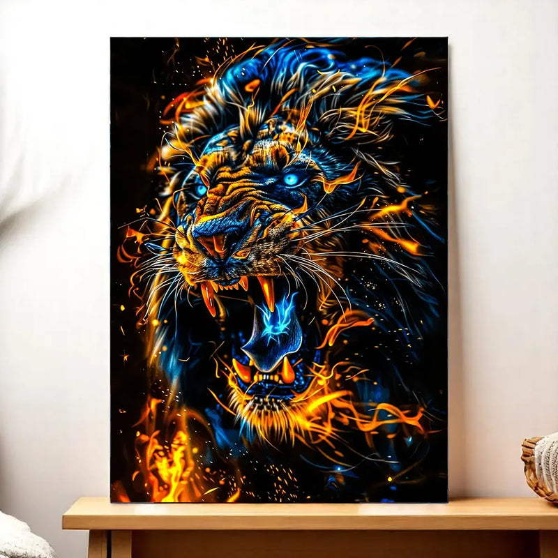 Tableau Tête de Lion illustré à la main en Anjou