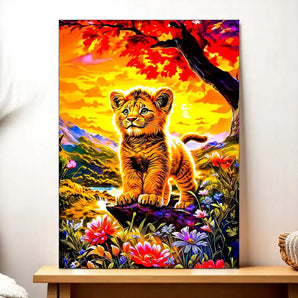 Tableau Lionceau illustré à la main en Anjou