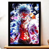Cadre Noir Luffy Gear 5 One Piece illustré à la main en Anjou