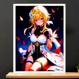 Cadre Blanc Lumine Genshin Impact illustré à la main en Anjou