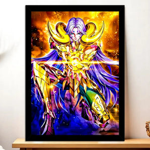 Cadre Noir Mû du Bélier Saint Seiya illustré à la main en Anjou