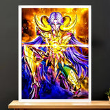 Cadre Blanc Mû du Bélier Saint Seiya illustré à la main en Anjou