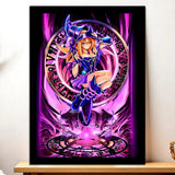 Cadre Noir Magicienne des Ténèbres Dark Magician Girl Yu-Gi-Oh! illustré à la main en Anjou