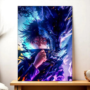 Tableau Megumi Jujutsu Kaisen illustré à la main en Anjou