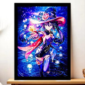Cadre Noir Mona Genshin Impact illustré à la main en Anjou