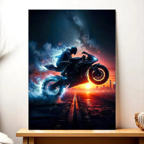 Tableau Moto Noire illustré à la main en Anjou