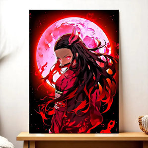 Tableau Nezuko Demon Slayer illustré à la main en Anjou