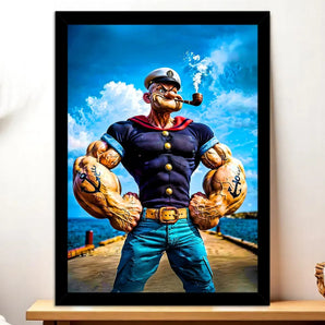 Cadre Noir Popeye illustré à la main en Anjou