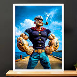 Cadre Blanc Popeye illustré à la main en Anjou