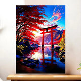 Affiche Paysage Japonais illustrée à la main en Anjou