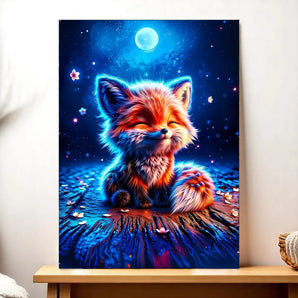 Tableau Renard Lune illustré à la main en Anjou