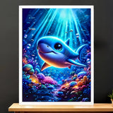 Cadre Blanc Requin illustré à la main en Anjou