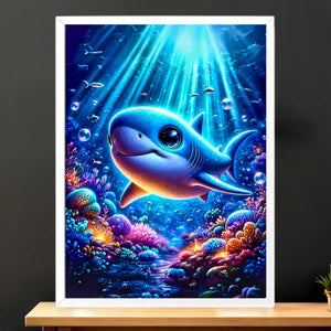 Cadre Blanc Requin illustré à la main en Anjou