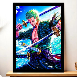 Cadre Noir Zoro One Piece illustré à la main en Anjou