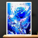 Cadre Blanc Rose Bleue